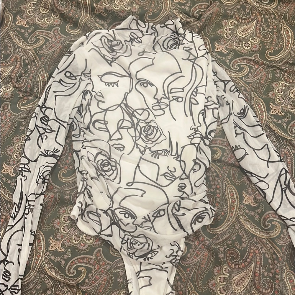 Abstract Face Print Bodysuit